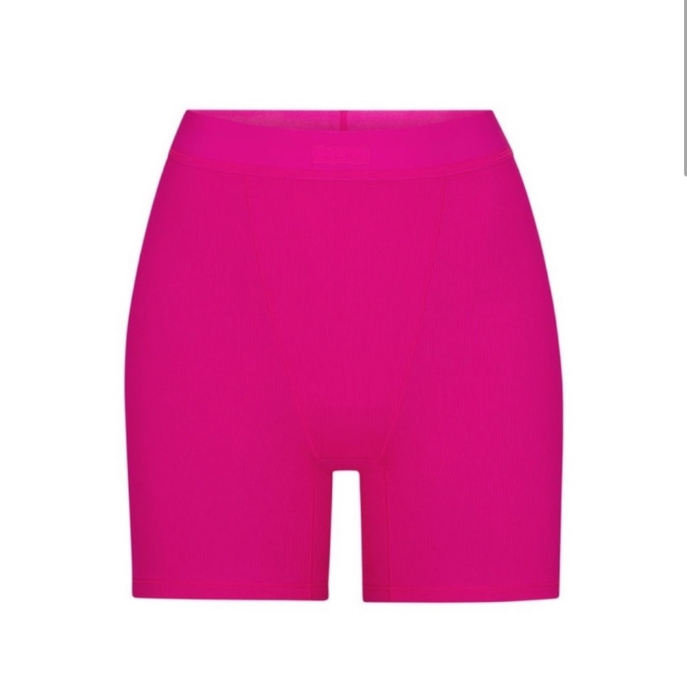skims hot pink ribbed boxer short